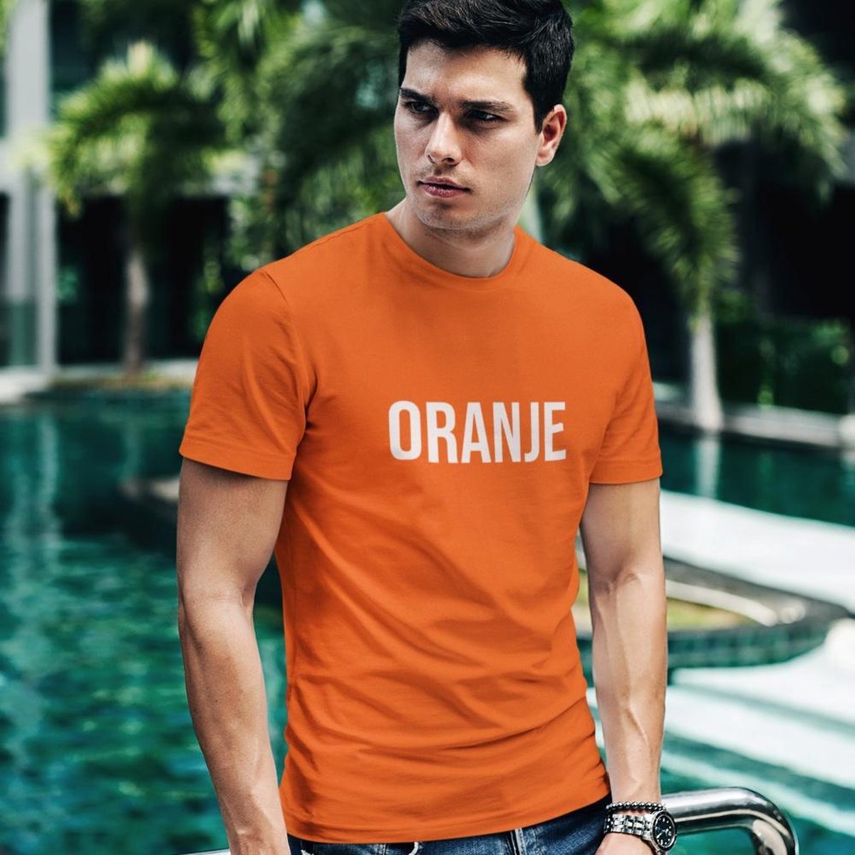 Oranje EK WK Koningsdag T-Shirt met tekst Oranje (HEREN - MAAT XXL) | Oranje Kleding / Shirts Uniseks Pasvorm